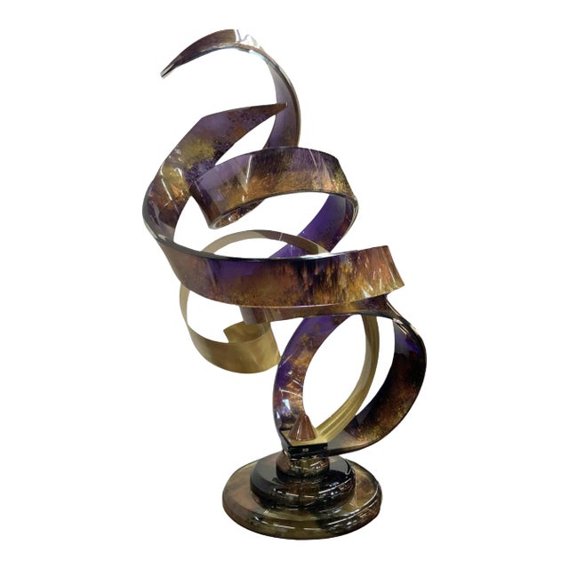 Abstract Lucite and Brass Spiral Sculpture by Shlomi Haziza. For Sale