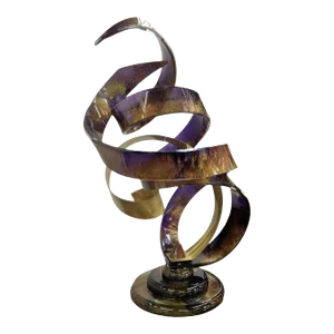 Abstract Lucite and Brass Spiral Sculpture by Shlomi Haziza.