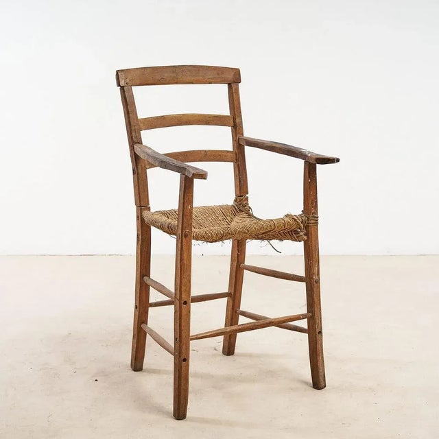 Tall Vintage Straw Chair For Sale - Image 5 of 5