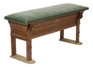 Renaissance Revival Sculpted Oak Bench, 20th Century