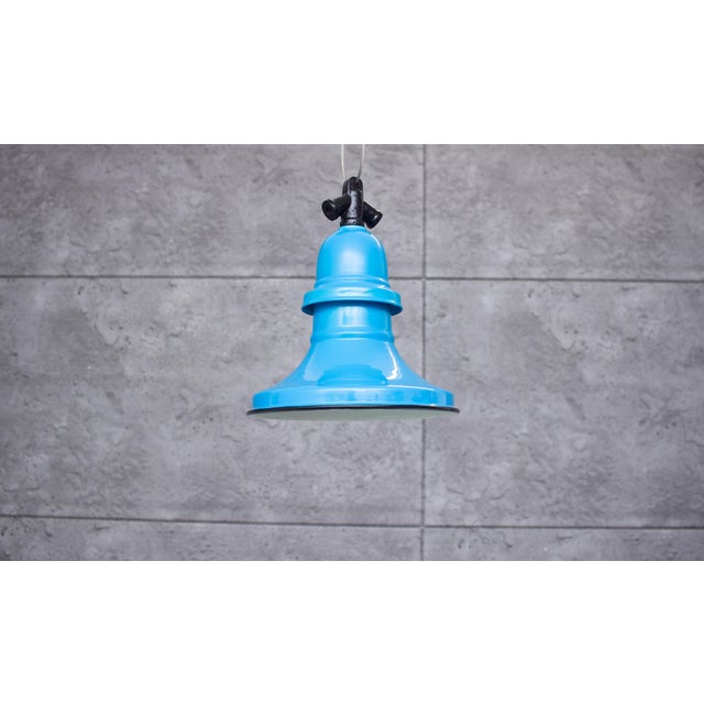 Industrial Enamel Ceiling Lamp in Dark Blue, 2000s For Sale - Image 10 of 10