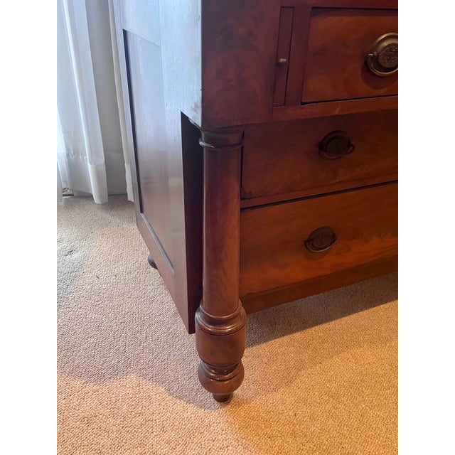 Antique Early 1900s Flame Mahogany Secretary With Bookcase For Sale - Image 15 of 18
