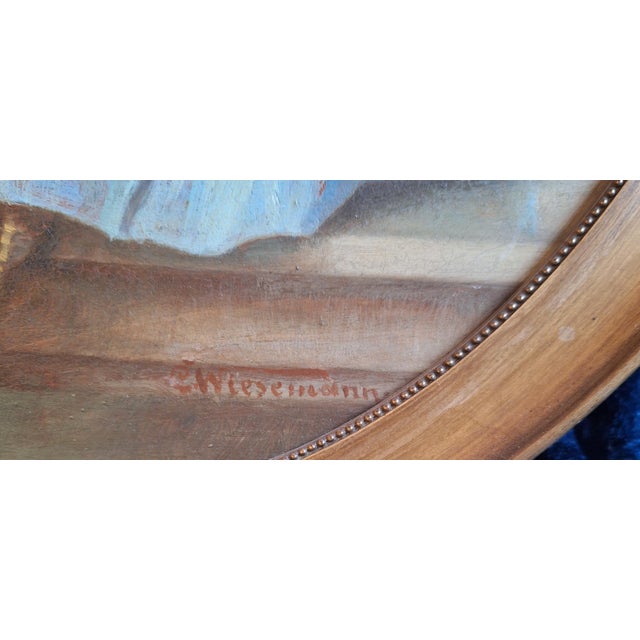 Wiesemann, Girl in a White and Blue Dress, 1910s, Oil on Panel, Framed For Sale - Image 3 of 6