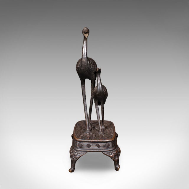 This is a vintage Okimono of two cranes. A Japanese, decorative bronze bird figure, dating to the Art Deco period, circa...