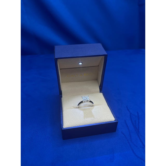 Metal 0.50 Carats Diamond Square Halo Round Pave Engagement Cocktail White Gold Ring 2, Size 7 For Sale - Image 7 of 9