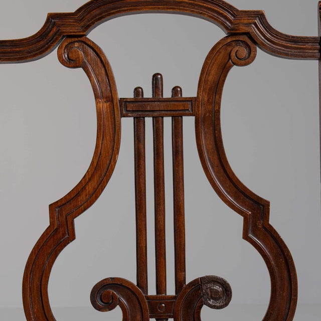 19th Century United Kingdom Rich Walnut Brown Lyre-Back Side Chair For Sale - Image 9 of 11