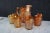 Victorian Orange Iridescent Art Glass Water Pitcher & 6 Glasses - 7 Pc Set For Sale - Image 3 of 8