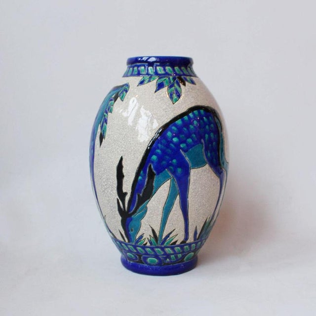 Charles Catteau Blue Does Vase by Charles Catteau, 1920s For Sale - Image 4 of 8
