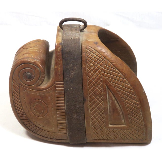 Antique Spanish Colonial Hand Carved Wood Bedoya - Stirrup For Sale - Image 13 of 13