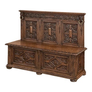 19th Century French Renaissance Hall Bench For Sale