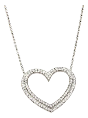 Tiffany & Co. Large Metro Diamond Platinum Heart Pendant Necklace