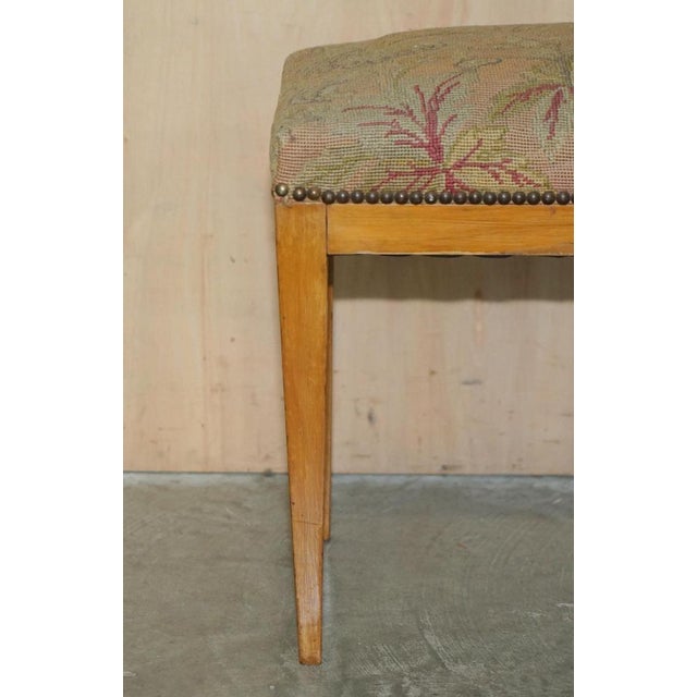 Wood Biedermeier Swedish Walnut Dressing Table Stool with Embroidered Top, 1880s For Sale - Image 7 of 18