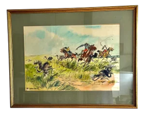 Enrique Castells Capuro, The Drove, Original Watercolour, 1970s