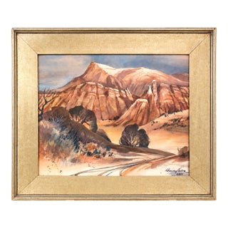 Mid 20th Century Dorothy Lawrey Vorhees Original Painting New Mexico Mountain Landscape Southwest For Sale