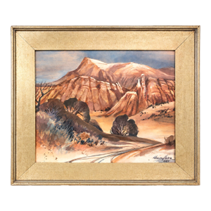 Mid 20th Century Dorothy Lawrey Vorhees Original Painting New Mexico Mountain Landscape Southwest