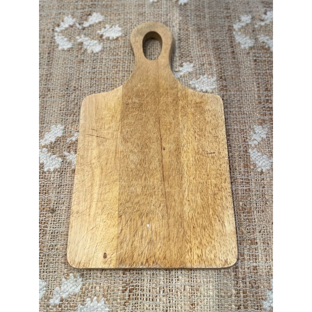 Vintage Primitive Rectangular Wooden Paddle Cutting Board Bread Board For Sale - Image 4 of 4