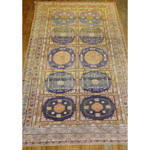Eggplant Whimsical Khotan Gallery 20th Century Size Wool Oriental Rug For Sale In New York - Image 6 of 6