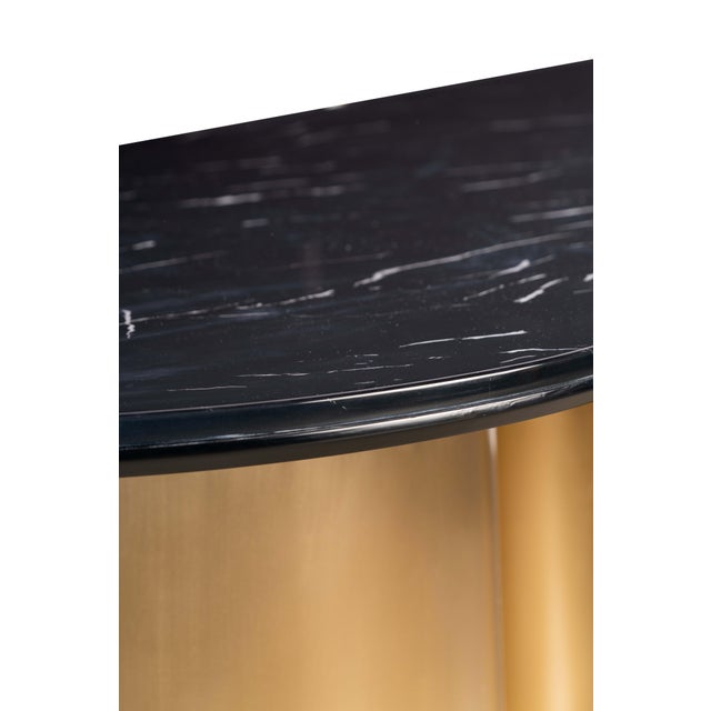 Metal Marble Top Dining Table and Chairs in Black, Green and Gold - Set of 7 For Sale - Image 7 of 10