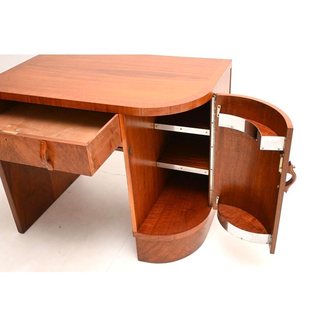 1930s Art Deco Figured Walnut Desk, 1930s For Sale - Image 5 of 11
