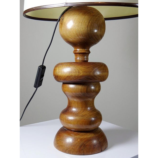 Vintage Scandinavian Style Table Lamp in Carved Turned Wood, 1960s For Sale - Image 10 of 16