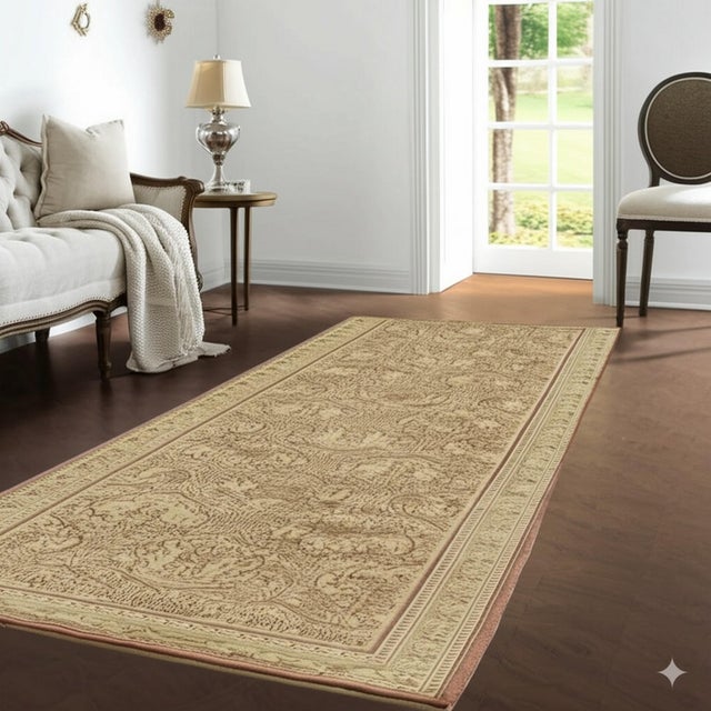 2020s 3x10 Sloane Lydia Beige Transitional Floral Hand Knotted Afghan Wool Carpet Rug For Sale - Image 5 of 6