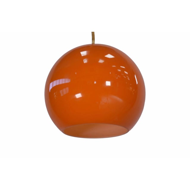 Vintage Ball Pendant Lights in Orange Opaline, 1970s, Set of 9 For Sale - Image 6 of 10