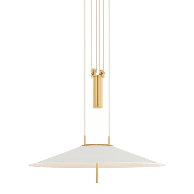 Hudson Valley Lighting Emmons 30 in. 1 Light Pendant in Aged Brass and Soft White Finish For Sale