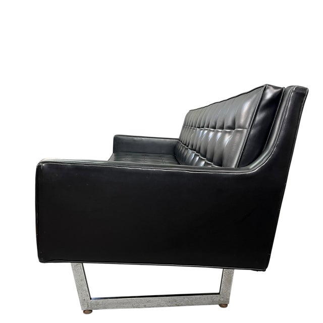 Mid-Century Modern Patrician Furniture Company Mid Century Chrome Sleigh Leg Tufted Sofa For Sale - Image 3 of 12