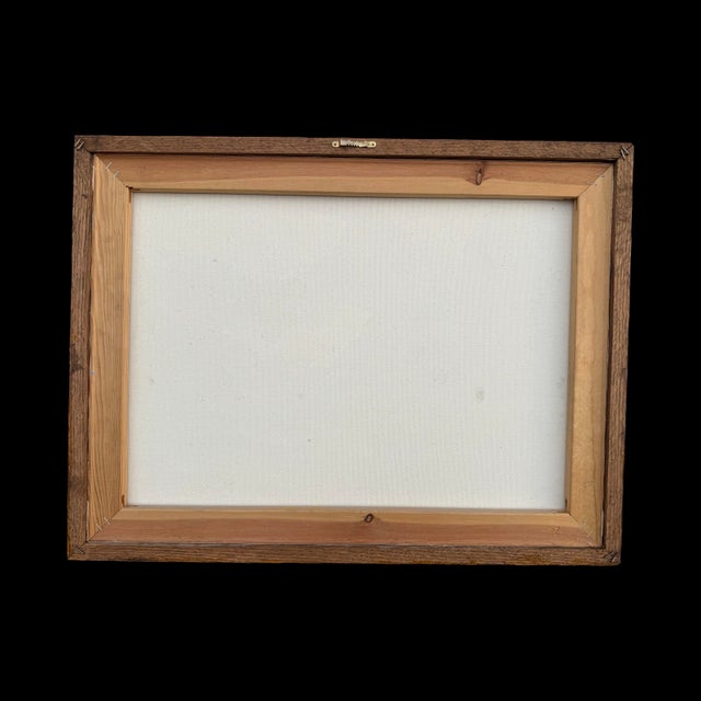 White Mid-Century Expressionist Winter Mountain Landscape Oil Painting W/ Original Vintage Wood Frame For Sale - Image 8 of 9