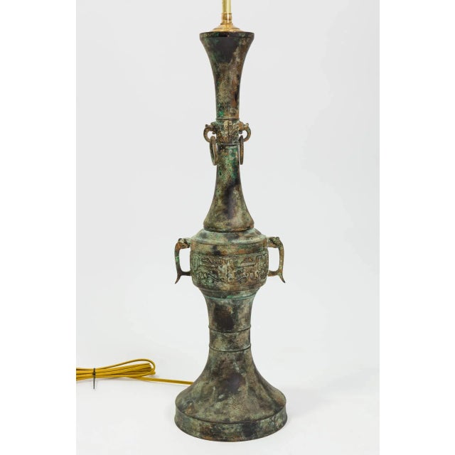 Mid-Century Modern Patinated Bronze Table Lamps - a Pair For Sale - Image 3 of 8