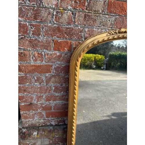 Large Antique English Arched Top Gilt Rope Twist Overmantle Mirror, 19th Century For Sale - Image 3 of 9