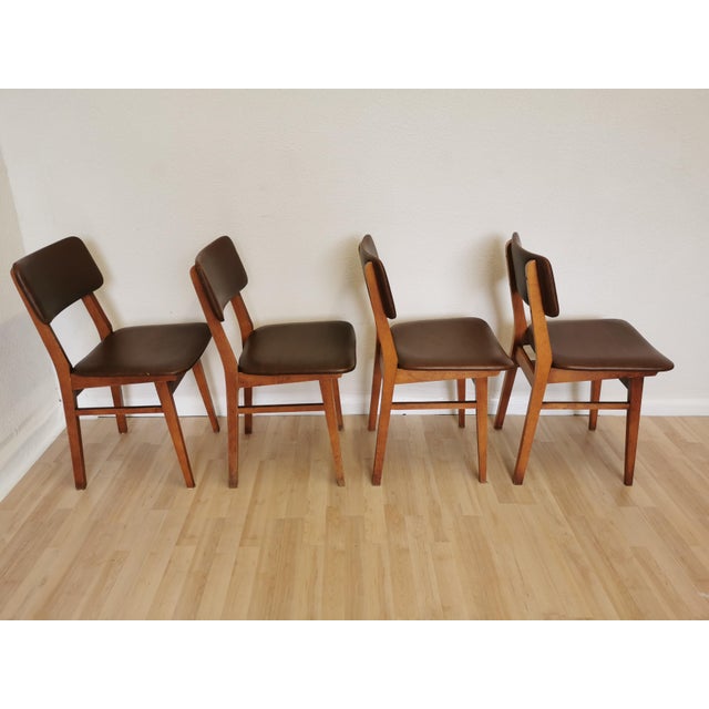 Mid-Century Dining Chairs with Leather Seats from Stol Kamnik, 1970s, Set of 4 For Sale - Image 4 of 18