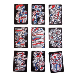 Vintage 20th C. Modern Abstract Jean Dubuffet Screenprints - Set of 9 For Sale