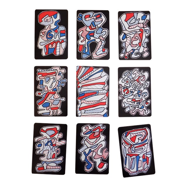 Vintage 20th C. Modern Abstract Jean Dubuffet Screenprints - Set of 9 For Sale