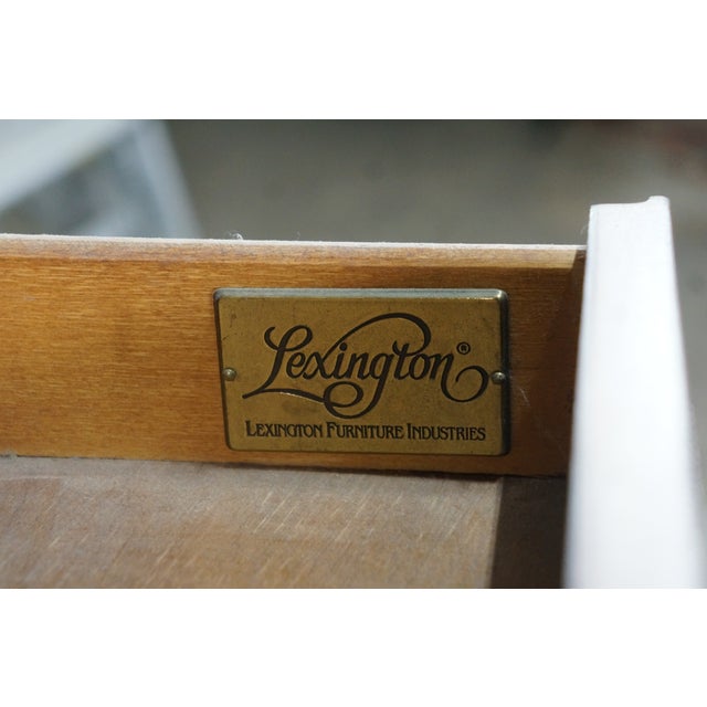 Wood Lexington Neoclassical Cherry Parquetry Breakfront Console Sofa Hall Table 54" For Sale - Image 7 of 18