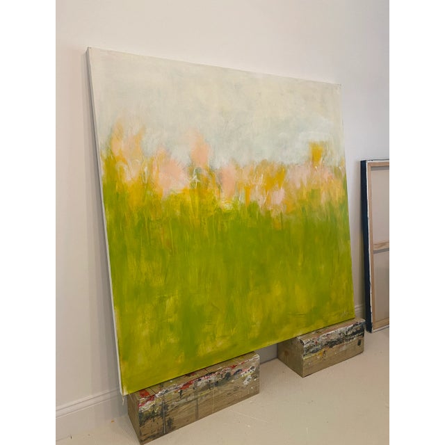 Paint "Bucolic" Contemporary Abstract Landscape Mixed-Media Painting by Sarah Trundle For Sale - Image 7 of 7
