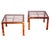 1970s Rare 1970s Hollywood Regency Flamed Burl Wood, Copper, Brass, and Glass 4-Piece Table Set For Sale - Image 5 of 12