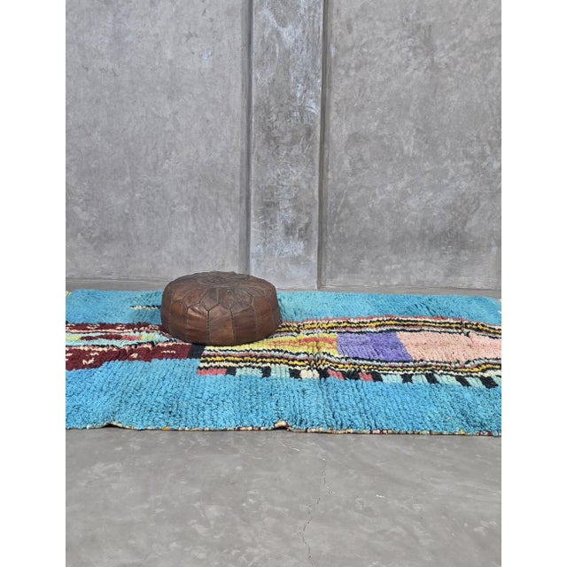 Turquoise Handwoven Berber Wool Rug - 9 X 6.1 Ft For Sale - Image 9 of 9