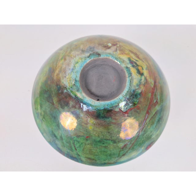 Ceramic Vintage Handmade Green Luster Glaze Ceramic Bowl, 1960 For Sale - Image 7 of 8