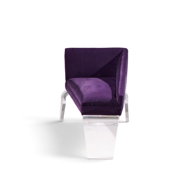 Mid-Century Modern Haziza Mid Century Lucite and Upholstered Sculptural Chaise Lounge Settee For Sale - Image 3 of 9