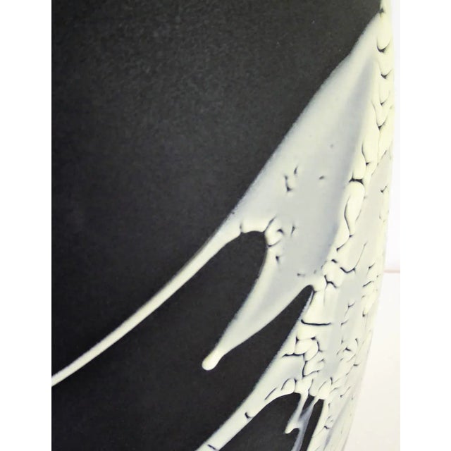 Mid-Century Modern Vintage Lava Glaze Ceramic Lamp in Black For Sale - Image 12 of 13