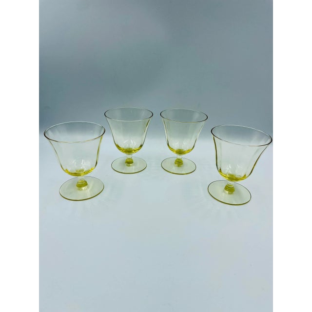 Mid 20th Century Fostoria "Fairfax" Pattern in June Topaz Footed Glasses- Set of 4 For Sale - Image 12 of 12