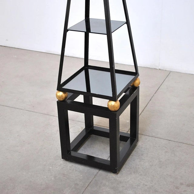 Metal Pyramid-Shaped Lacquered Iron and Glass Shelf, 1960s For Sale - Image 7 of 8