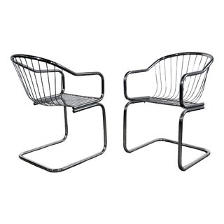 Cantilever Dining Chairs in the style of Gastone Rinaldi, 1980s, Set of 4 For Sale