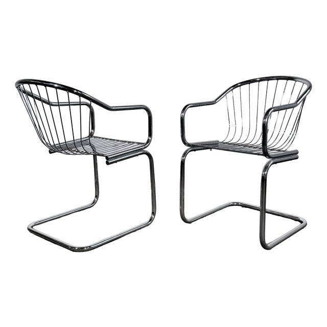 Cantilever Dining Chairs in the style of Gastone Rinaldi, 1980s, Set of 4 For Sale