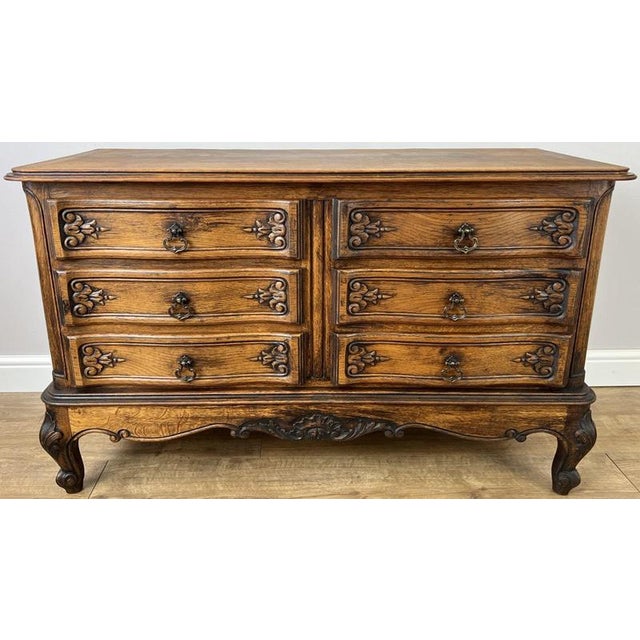 Vintage Louis French Oak Chest of Drawers with Six Drawers For Sale - Image 3 of 12
