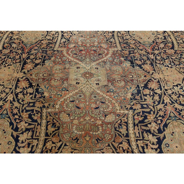 Late 19th Century Antique Persian Kirman Handmade Wool Carpet For Sale - Image 5 of 9