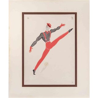 Erté, The Dancer Tempera Painting, 1970s, Mixed Media For Sale