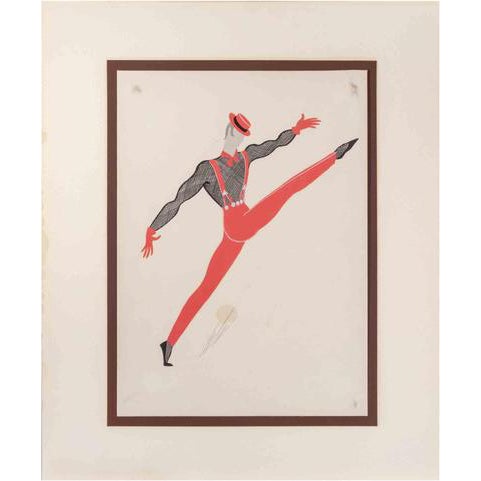 Erté, The Dancer Tempera Painting, 1970s, Mixed Media For Sale