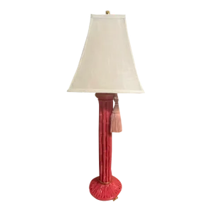 1970s Pink Bamboo Table Lamp